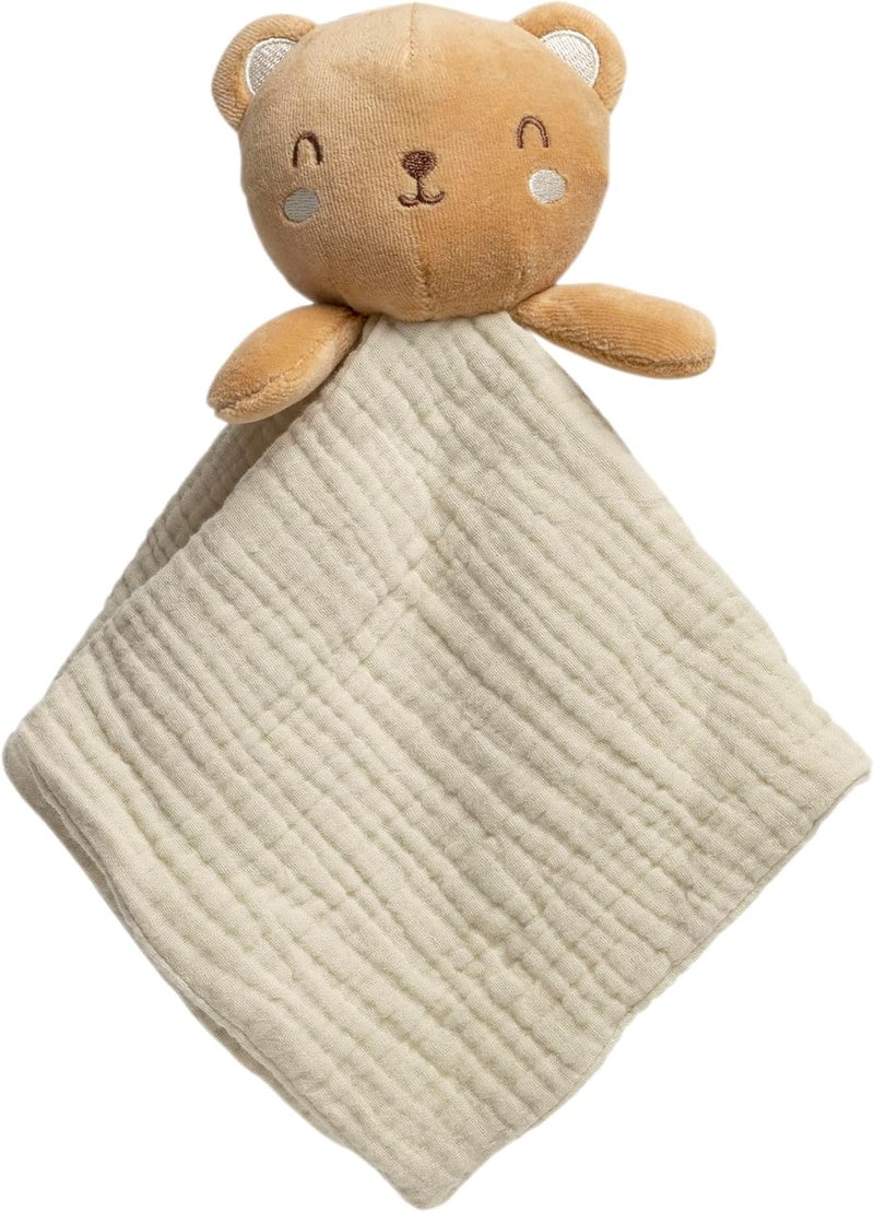 pearhead Baby Teddy Bear Lovey Blanket - Soft Snuggle Toy for Infants & Toddlers, Stocking Stuffer Ideas for Babies, Newborn, Stuffed Animal Security Lovie, Cotton Muslin - Image 1